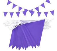 Topeedy Banderines morados de 40 m, 80 unidades, color morado, impermeables, triangulares, para exteriores, para fiestas de cumpleaños, baby shower, bodas, festivales, decoración