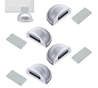 Topes para puertas suelo con iman 4 unds blanco - Tope puerta magnetico adhesivo, no requiere taladro de acero inox y plastico- Sujeta puertas suelo protege paredes (Gris 4 unds)