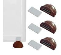 Topes para puertas suelo iman adhesivo - Sujeta puertas suelo marron 4 unds - Retenedor puerta magnético