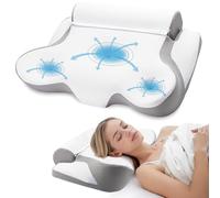 TopEsct Almohada Cervical,2 en 1 Espuma Viscoelástica Almohada Cervicales y Cuello,Ergonómica Almohada Cervicales para Dormir de Lado y Boca Arriba o Boca Abajo-Gris