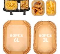 TopEsct Freidora de aire caliente para Philips Airfryer Dual Basket Serie 3000, 120 unidades de papel de horno para Tefal 5,2/3,1 L Dual Easy Fry, 21 x 17 cm y 21 x 11 cm, accesorios para freidora de