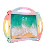 TopEsct Funda para iPad de 6ª / 5ª generación, Funda para iPad 2017/2018 de 9.7 Pulgadas con Correa, Funda de Silicona a Prueba de Golpes para iPad Air y Air 2 (Arco Iris)