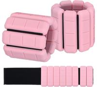 TOPESCT Juego de 2 pesas ajustables para muñeca y tobillo (1 libra/2 libras cada una), pulsera con peso para entrenamiento de fuerza, caminar, correr, pilates, trotar, yoga (Pink, 1lb/each)