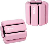 TOPESCT Pesas ajustables para muñeca, juego de 2 (1 libra cada una), pulsera de pesas para muñeca y tobillo para yoga, baile, barra, pilates, cardio, aeróbicos, caminar (1 libra/cada una, rosa)