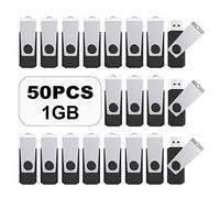 topesel 50pcs 1 GB USB 2.0 Flash Drives Bulk Pack swivel Memory Stick pulgar disco pen drive (1GIG, 50 Pack, negro)