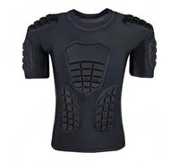 Topeter Camiseta de fútbol acolchada para hombre con pecho, costilla, espalda, hombreras, camisetas de protección contra impactos para rugby, béisbol, Negro, M