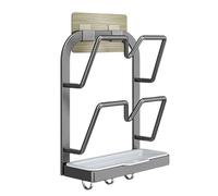 Topfdeckelhalter | Bohrständer aus Kohlenstoffstahl mit Abtropfschale | Topfdeckel-Organizer und Aufbewahrung | Für Deckel, Löffel, Schneidebrett, Backblech | Küche, Ofen, Herd, Speisekammer