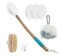 Topfinder Aplicador Crema Espalda, Dispensador Autobronceador Loción con Mango Largo Esponja Baño Ducha Cepillo Exfoliante Corporal Aplicar Gel en la Espalda