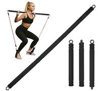 Topfinder Barra Pilates, Barra de Bandas de Resistencia Portátil Barra Gimnasio de Gomas Elasticas Fitness Pilates Bar Accesorios (Negro)