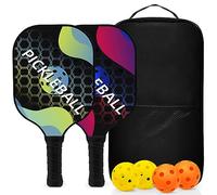 Topfinder Palas de Pickleball, Set de 2 Raquetas Pickleball de Fibra de Vidrio con 4 Bolas para Jugar al Exterior y Interior, 1 Bolsa