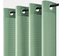 Topfinel 2 Piezas Cortina Translucida Habitacion Salon Visillo Lino Vertical Semitransparente para Ventanas Dormitorio Sala de Estar con Ojales 140x160 cm Verde Salvia