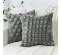 Topfinel 2 Piezas Funda de Cojín 45x45 Pana Suave Cadena de Grasa Funda de Almohadon Decorativa Hogar Salon Cama para Sillas Sofa Jardin Dormitorio de Casa Sala de Estar Modernos Gris Oscuro