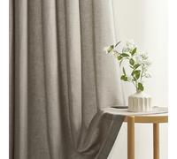 Topfinel Cortina Translúcida Beige Madera 140x245 cm, Lino y Algodón con Ojales, 2 Unidades, Decorativa Moderna para Salón, Dormitorio