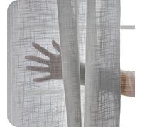 Topfinel Cortinas Dormitorio Cortas Efecto Lino Cortinas Cocina Cortas para Ventanas 140x160cm Gris Cortinas Salon Modernas 2 Piezas para Adecuado para Restaurante, Sala de Estudio y Oficina