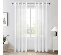 Topfinel Cortinas Salon 2 Piezas Blancas Translucidas con Anillos De Barra Cortina para Ventana Grante Dormitorio Y Cocinas Visillos 140X175Cm De Dormitorios Infantil Y La Habitacion De Matrimonio