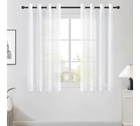 Topfinel Cortinas Salon 2 Piezas Blanco 140x120cm Visillos con Ojales De Barra Semitranslucidas para Vetanas Grandes Dormitorios Y Comedor