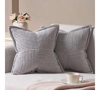 Topfinel Funda de Cojin 45x45 Decoración del Hogar Fundas de Cojínes para Sofa Cama Dormitorio Sala de Estar Jardin Habitación de Los Niños Pantalones de Pana Estilo Moderno Color Gris 2 Piezas