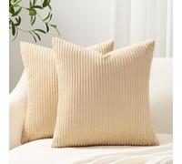 Topfinel Juego de 2 Fundas Sofa Cojines 40x40 Cojines Salon Textura de Pana, Fundas de Almohada Súper Suaves para Sofá, Adecuadas para Decoración del Hogar,Salón y Dormitorio-Colores Caqui