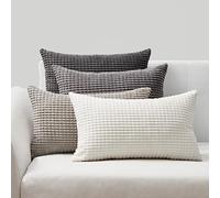 Topfinel Juego de 4 Funda para Almohadones Rayas de Maíz Decorativa Hogar Cojines 30x50 Decoracion Sofa Cama Sala de Estar Salon Dormitorio Salon Cama Jardin Pana Gradiente Gris Color Sólido