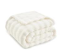 Topfinel Manta Sofa Polars,Tela de Burbujas Termica Suave y Segura,Oeko-Tex,Apta para Cama 150, Mantas para Sofa Aptas para Bebe Perro y Gato en Picnic o Playa,Blanco,150 x 200 CM