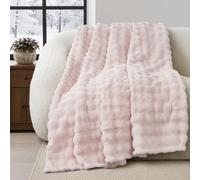 Topfinel Plaid para Cama y Sofá, Manta Polar de Burbujas Térmica, Suave, Cálida y Esponjosa, Oeko-Tex, Aspecto Lana para Salón, Bebé, Perro, Gato, Pícnic y Playa, Rosa Cristal, 150 x 200 cm, 1 Unidad