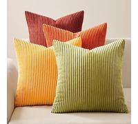 Topfinel Sofa Cojines 40x40 Decoracion Hogar 4 Piezas Funda para Cojin Sofa Cama Salon de Estar Dormitorio Sillas Jardin Habitación de los niños Pana Durable Amarillo-Naranja