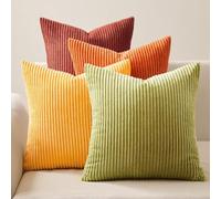 Topfinel Sofa Cojines 50x50 Decoracion Hogar 4 Piezas Funda para Cojin Sofa Cama Salon de Estar Dormitorio Sillas Jardin Habitación de los niños Pana Durable Amarillo-Naranja