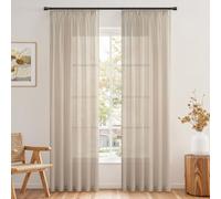Topfinel Transparente Visillos da Panels Modernas Visillos para Ventanas Cortinas Dormitorio con Plisado de Lápiz 2 Piezas 140x200cm Gris