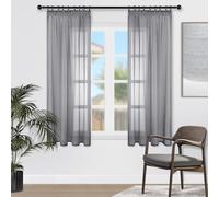 Topfinel Transparente Visillos da Panels Modernas Visillos para Ventanas Cortinas Dormitorio con Plisado de Lápiz 2 Piezas 140x160cm Gris