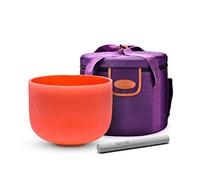 TOPFUND Cuenco de cristal de 10 pulgadas naranja D# Note con chakra sacro alto con estuche de transporte resistente, mazo y junta tórica