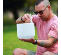 TOPFUND E Note - Cuenco tibetano de cristal solar para chakra del plexo de 8 pulgadas con mazo de gamuza