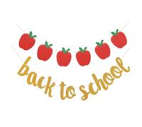 Topfunyy Back to school Glitter Banner First Day of School Garland for Classroom Decor Schoolyard Teacher Office School Party Supplies