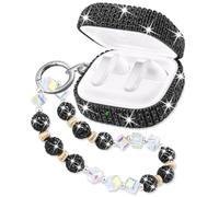 Topgraph Funda compatible con Samsung Galaxy Bud 4 / Buds 4 Pro, cubierta de diamante brillante con correa de muñeca de cristal brillante, llavero para mujeres y niñas, color negro