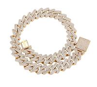 TOPGRILLZ Gargantilla de cadena de eslabones cubanos de Miami de 20 mm 6 veces chapado en oro de 14 quilates con cierre de caja Hip Hop, Metal, circonita,