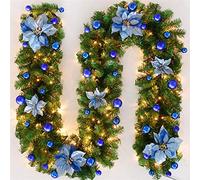 TopHGC Guirnalda de Navidad, 2.7M Chimeneas Escaleras Guirnaldas Decoradas Luces LED Adorno Corona de Navidad para decoración del hogar (Azul)