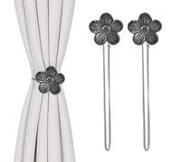 TopHomer 2 alzapaños magnéticos de flores para cortinas, 5 colores disponibles, potente imán y cordón ajustable, adecuado para sala de estar, dormitorio y baño