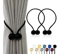TopHomer 2 alzapaños magnéticos para cortinas, 10 colores, para salón, dormitorio, baño y comedor, se adapta a cortinas/cortinas/cortinas de ducha (negro)