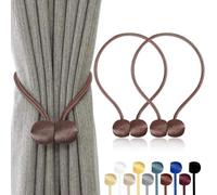 TopHomer 2 alzapaños magnéticos para cortinas, 10 colores, para salón, dormitorio, baño y comedor, se adapta a cortinas/cortinas/cortinas de ducha (marrón)