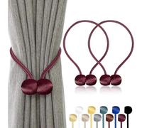 TopHomer 2 alzapaños magnéticos para cortinas, 10 colores, para salón, dormitorio, baño y comedor, se adapta a cortinas/cortinas/cortinas de ducha (rojo profundo)