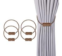TopHomer 4 Alzapaños Magnéticos 41cm Tejido Mano, Café Claro, Cortinas Hogar Oficina Exterior