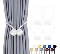 TopHomer 4 alzapaños magnéticos para cortinas, 10 colores, para salón, dormitorio, baño y comedor, se adapta a cortinas/cortinas/cortinas de ducha (blanco)