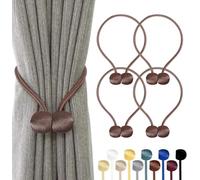 TopHomer 4 alzapaños magnéticos para cortinas, 10 colores, para salón, dormitorio, baño y comedor, se adapta a cortinas/cortinas/cortinas de ducha (marrón)