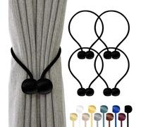 TopHomer 4 alzapaños magnéticos para cortinas, 10 colores, para salón, dormitorio, baño y comedor, se adapta a cortinas/cortinas/cortinas de ducha (negro)