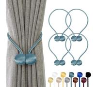 TopHomer 4 alzapaños magnéticos para cortinas, 10 colores, para salón, dormitorio, baño y comedor, se adapta a cortinas/cortinas/cortinas de ducha (azul)