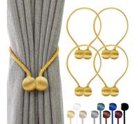 TopHomer 4 alzapaños magnéticos para cortinas, 10 colores, para salón, dormitorio, baño y comedor, se adapta a cortinas/cortinas/cortinas de ducha (dorado)