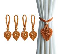 TopHomer 4PCS Boho Cuerda Sujeción Cortinas - 5 Opciones Color, Soporte Tejido Mano con Cuentas Madera Natural Ajustables para Decoración Interior Exterior (Hoja Simple, Amarillo)