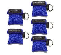 TopHomer 5 máscaras de RCP, protectores faciales de rescate con válvula unidireccional barrera de respiración y anillo de llavero para primeros auxilios o entrenamiento DEA (azul)
