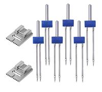 TopHomer 6 agujas dobles con 2 piezas de 9 ranuras, aguja doble para máquina de coser