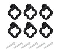 TopHomer 6 tiradores de cajón con forma de flor con tornillos, pomos de aleación de zinc para armario, armario y cómoda, color negro