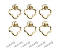 TopHomer 6 tiradores de cajón con forma de flor con tornillos, pomos de aleación de zinc para armario, armario y cómoda, color dorado